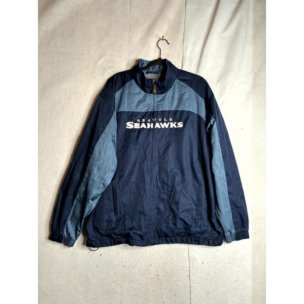 Seattle Seahawks Jacket Men XL Navy Blue Fleece Lined NFL Football Sports Zip Up